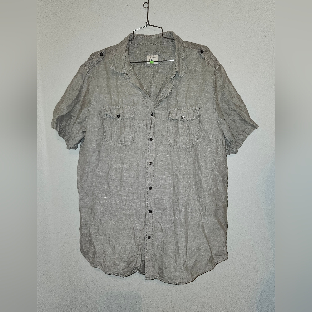 Old Navy Button Down Shirt Mens Extra Large Linen Blend Shirt